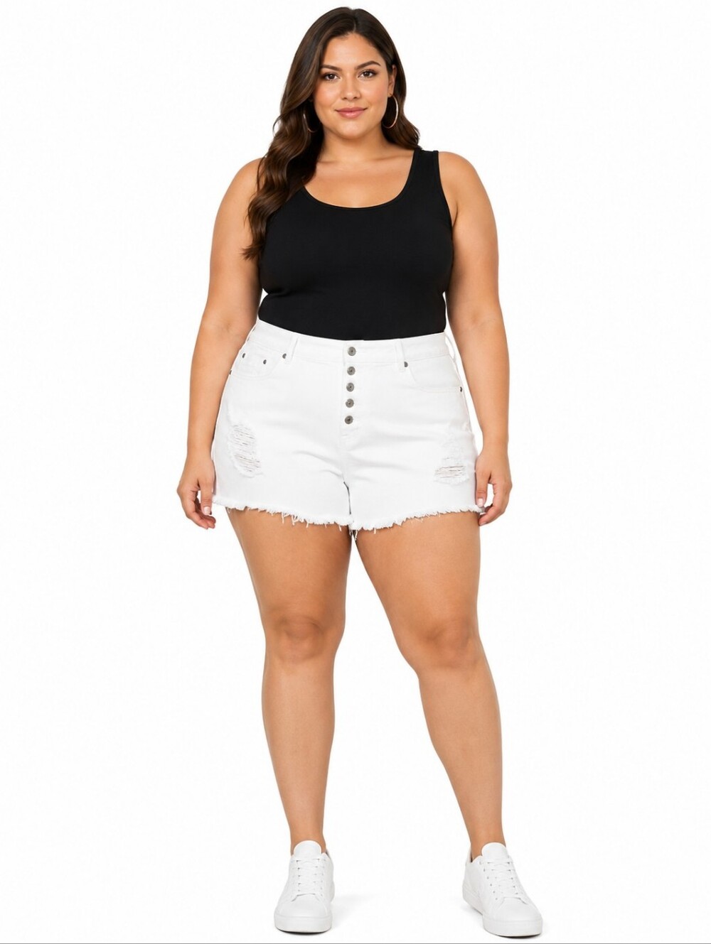 Torrid White Distressed Denim Shorts Button Fly Raw Hem Women's Size 20 NWT